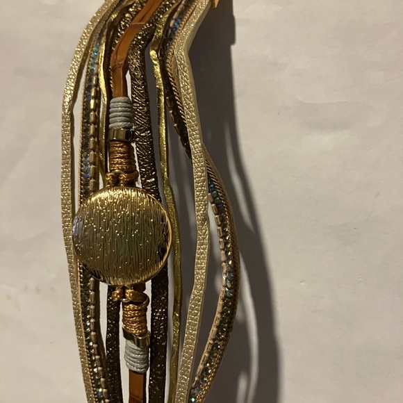 SAACHI Gold and Brown Layered “Optical Leather” Bracelet - Picture 3 of 8
